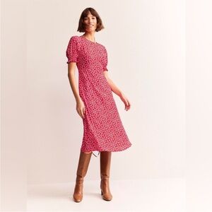 Boden Pink Floral Midi Dress